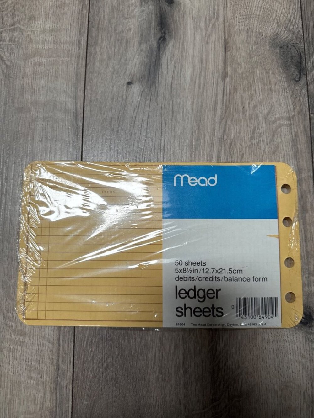 Mead Yellow Ledger Sheets 5x8.5 Inches Debits/Credits Form 50 Sheets Durable Des